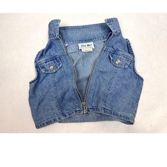 Vintage 1990s Denim Vest Eve Too 100% Cotton Made in USA - Kids Size 6X - Picture 3 of 8
